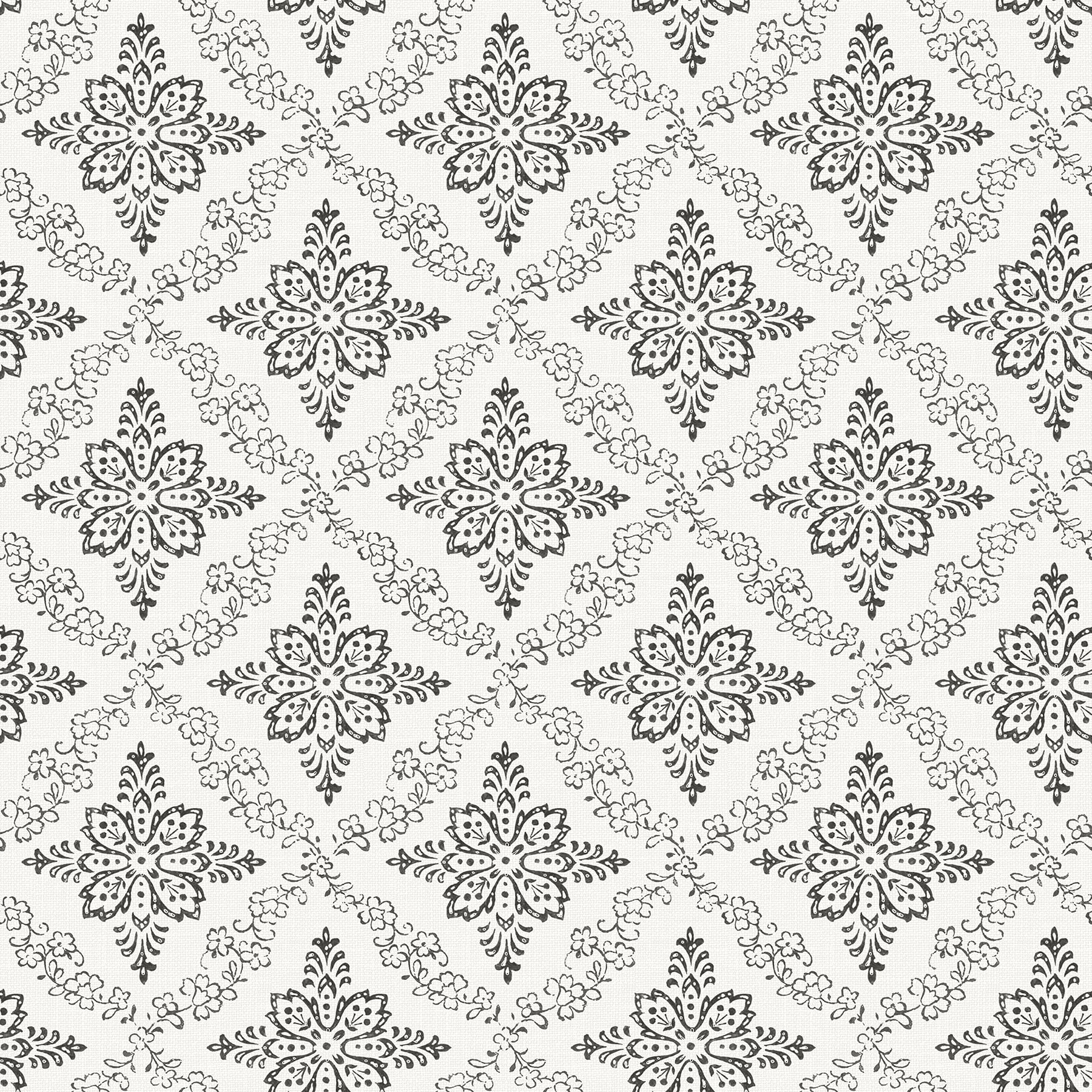 Chesapeake Wynonna Black Geometric Floral Wallpaper, 20.5-in by 33-ft