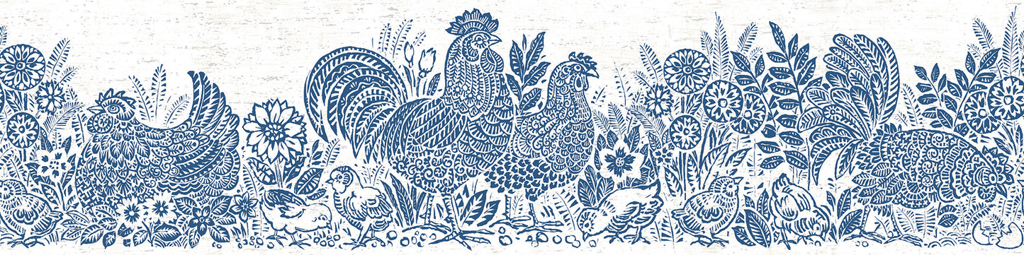 Chesapeake Parton Blue Chicken Wallpaper, 6-in by 15-ft