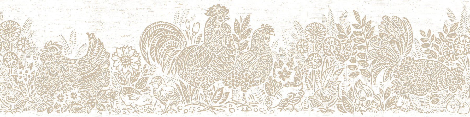 Chesapeake Parton Beige Chicken Wallpaper, 6-in by 15-ft