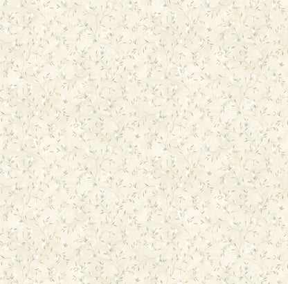 Chesapeake Eleanor Light Grey Folk Botanical Trail Wallpaper, 20.5-in by 33-ft