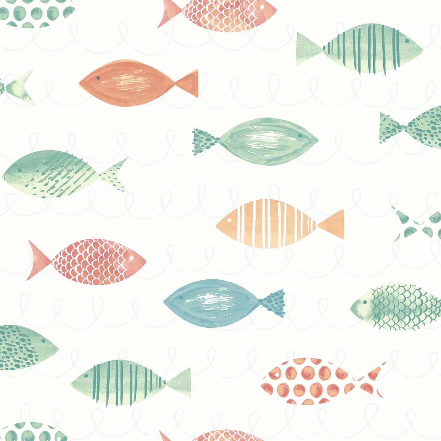 Chesapeake Key Orange Sea Fish Wallpaper, 20.5-in by 33-ft