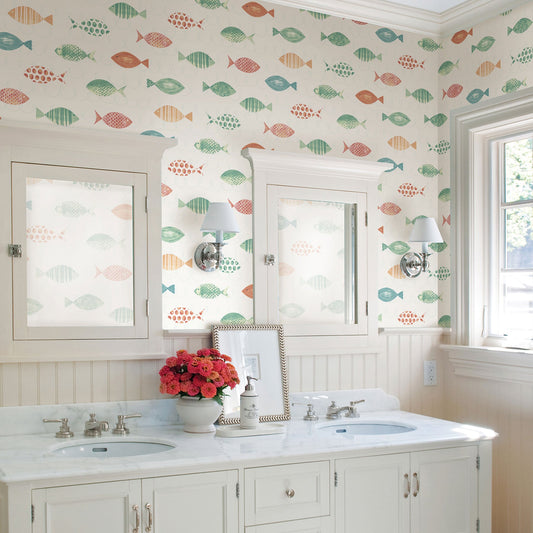 Chesapeake Key Orange Sea Fish Wallpaper, 20.5-in by 33-ft