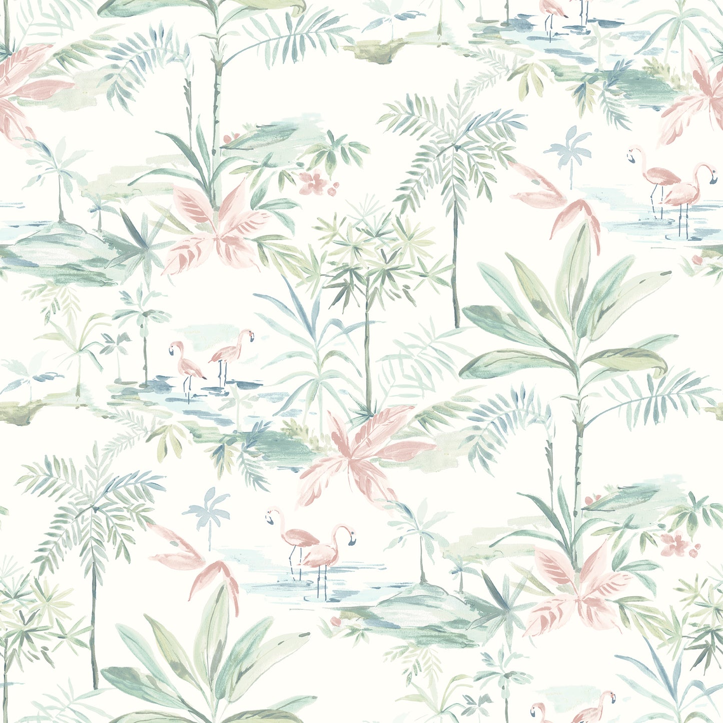 Chesapeake Lagoon Teal Scenic Island Wallpaper, 20.5-in by 33-ft