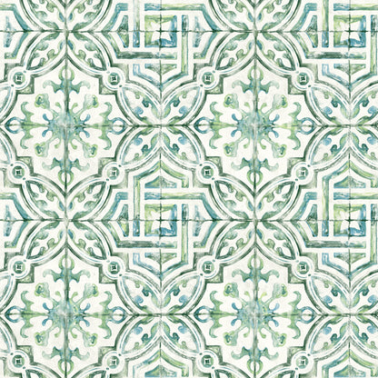 Chesapeake Sonoma Green Beach Tile Wallpaper, 20.5-in by 33-ft