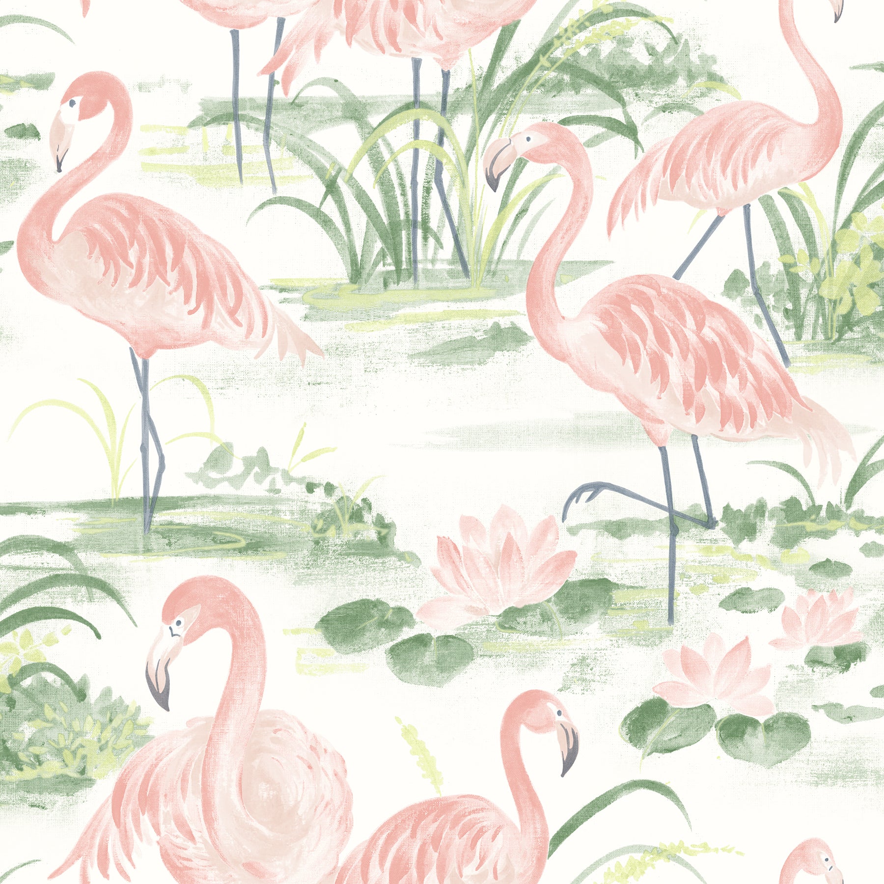 Chesapeake Everglades Coral Flamingos Wallpaper, 20.5-in by 33-ft