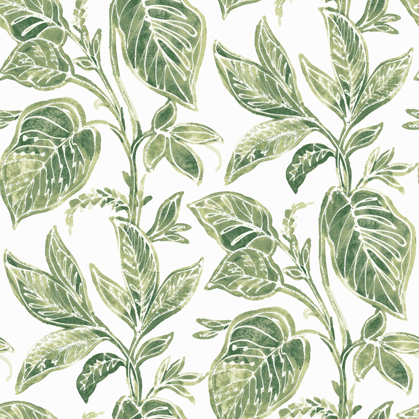 Chesapeake Mangrove Green Botanical Wallpaper, 20.5-in by 33-ft