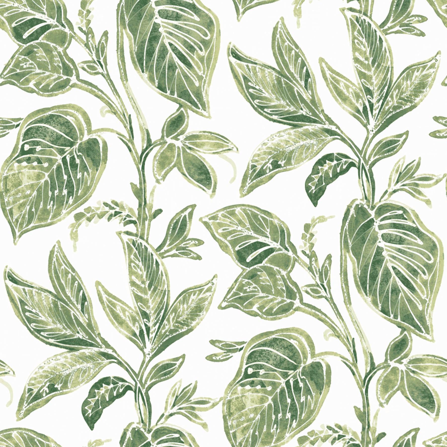 Chesapeake Mangrove Green Botanical Wallpaper, 20.5-in by 33-ft