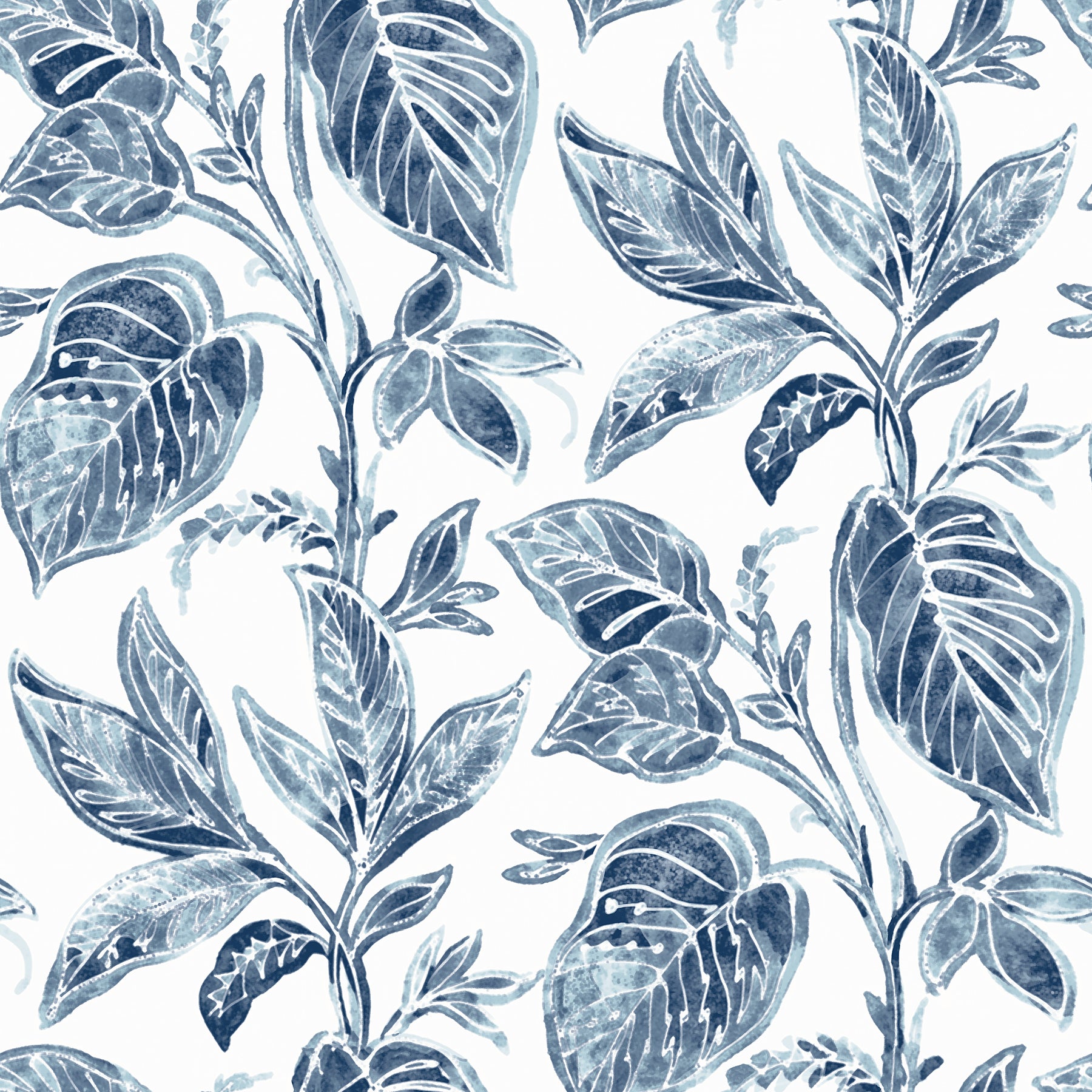 Chesapeake Mangrove Blue Botanical Wallpaper, 20.5-in by 33-ft