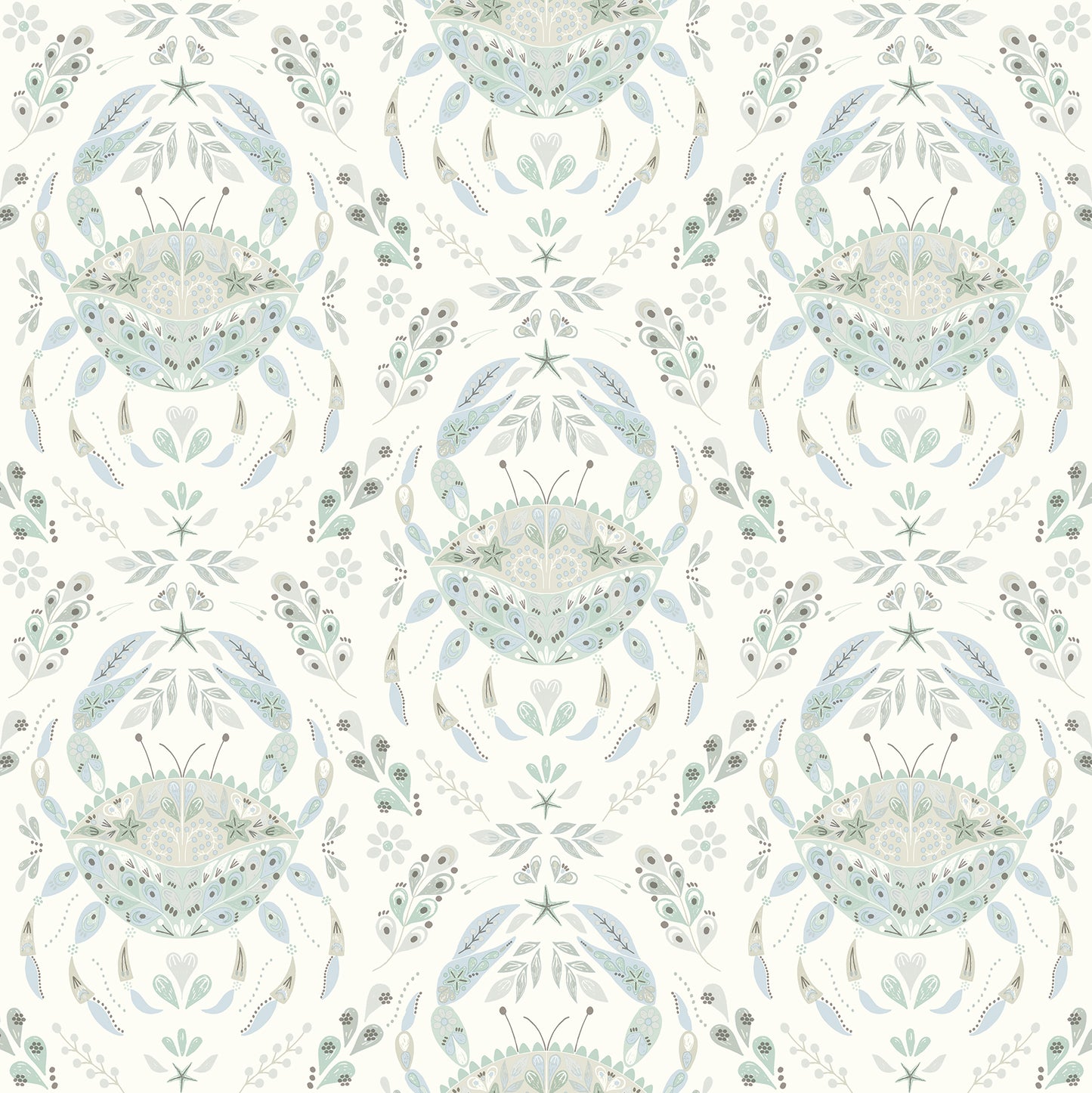 Chesapeake Annapolis Teal Crustation Wallpaper, 20.5-in by 33-ft