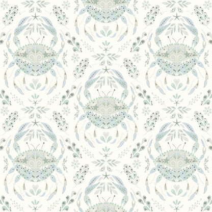 Chesapeake Annapolis Teal Crustation Wallpaper, 20.5-in by 33-ft