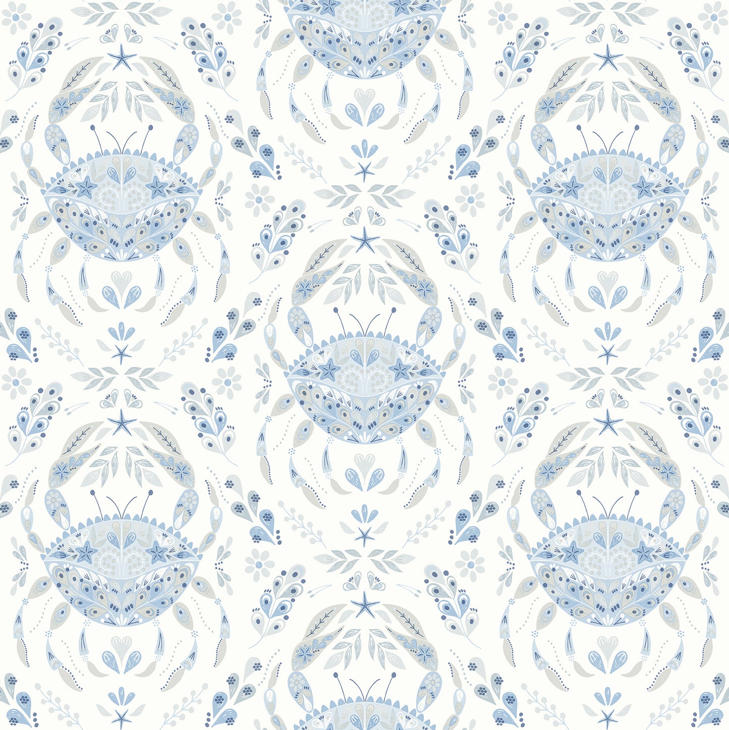 Chesapeake Annapolis Light Blue Crustacean Wallpaper, 20.5-in by 33-ft