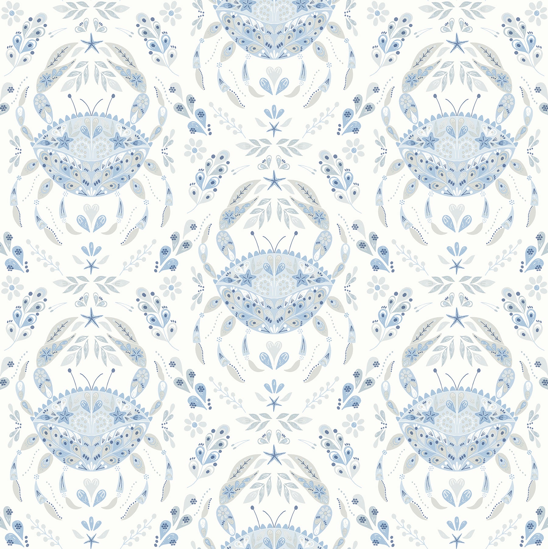 Chesapeake Annapolis Light Blue Crustacean Wallpaper, 20.5-in by 33-ft