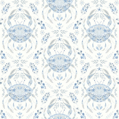 Chesapeake Annapolis Light Blue Crustacean Wallpaper, 20.5-in by 33-ft