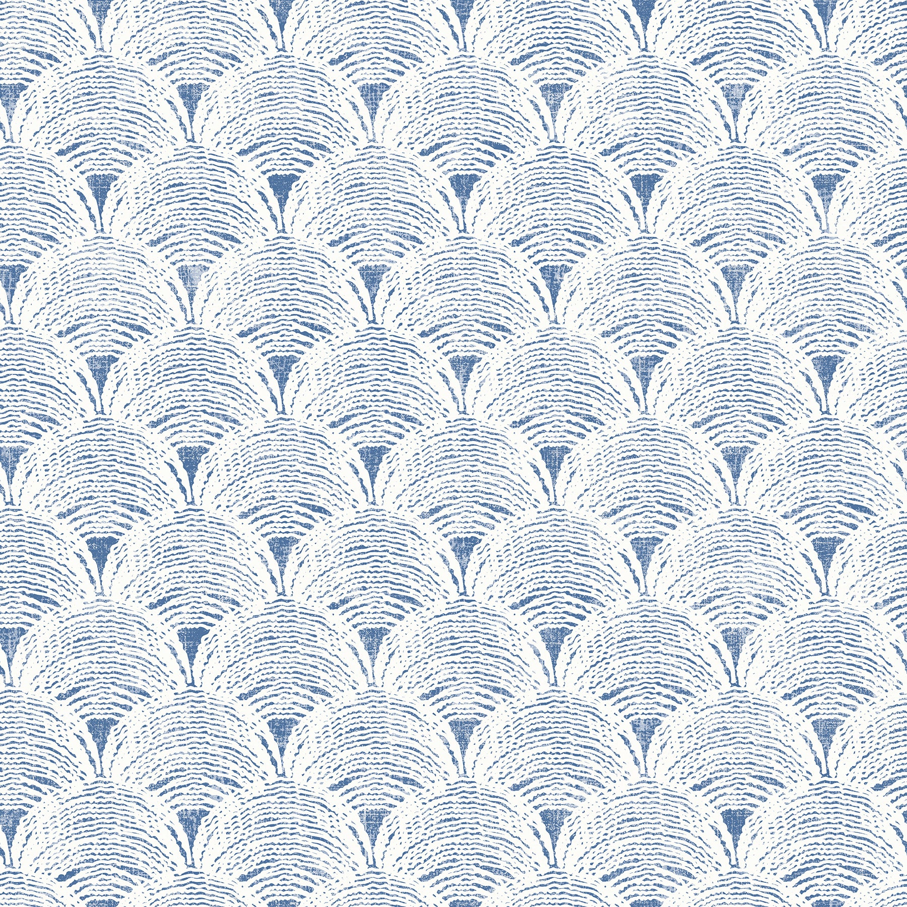 Chesapeake Santiago Blue Scalloped Wallpaper, 20.5-in by 33-ft