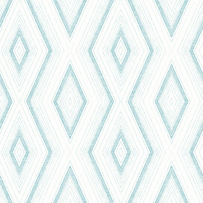 Chesapeake Santa Turquoise Geometric Wallpaper, 20.5-in by 33-ft