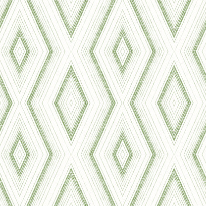 Chesapeake Santa Green Green Geometric Wallpaper, 20.5-in by 33-ft