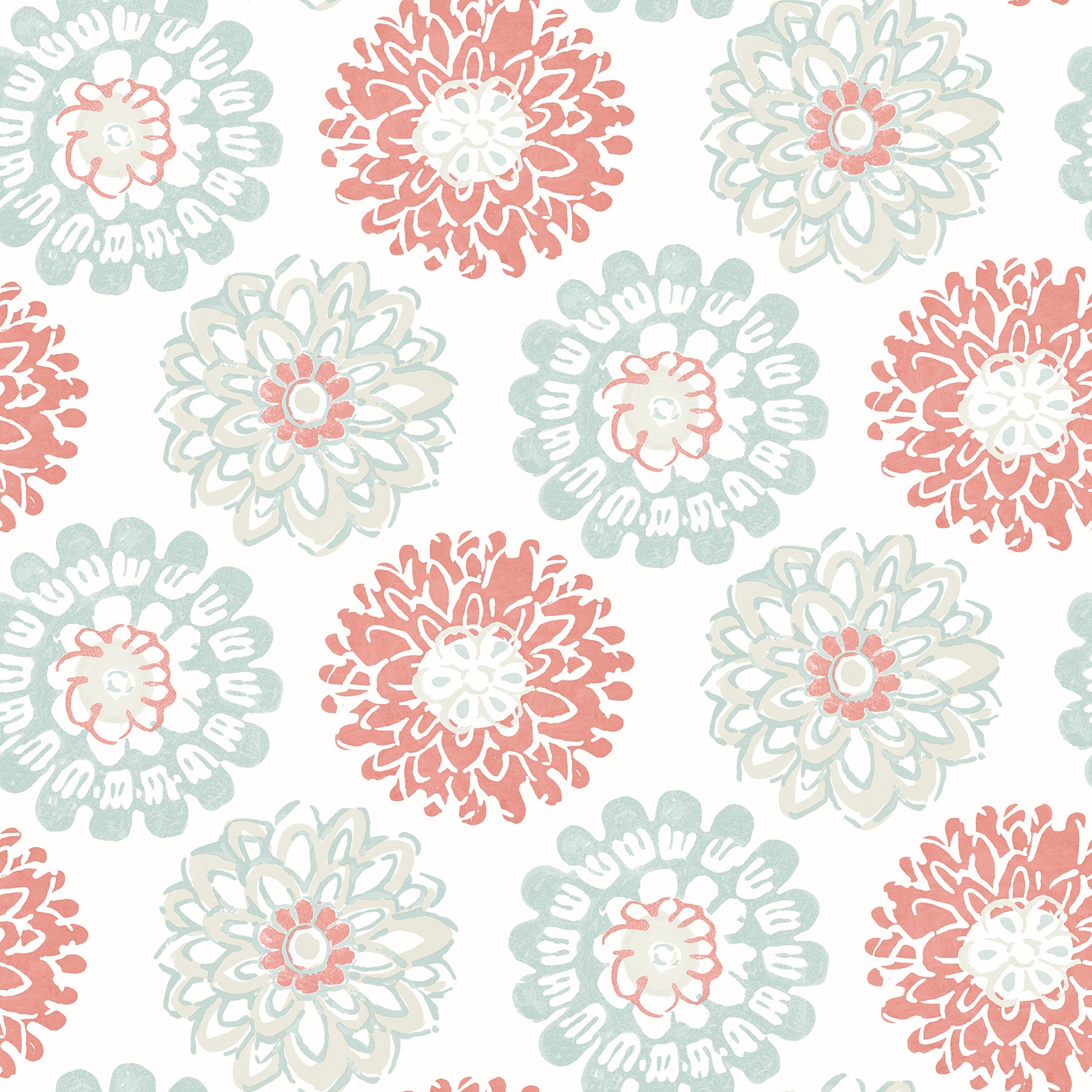 Chesapeake Sunkissed Coral Floral Wallpaper, 20.5-in by 33-ft