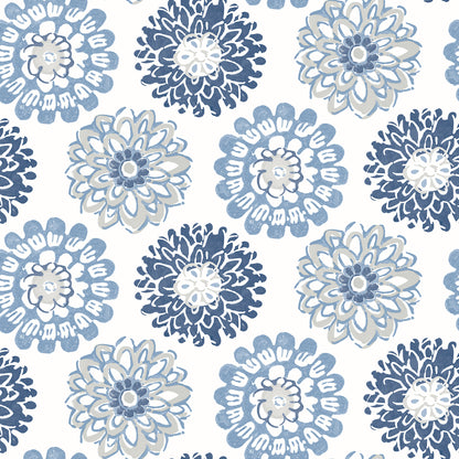 Chesapeake Sunkissed Blue Floral Wallpaper, 20.5-in by 33-ft