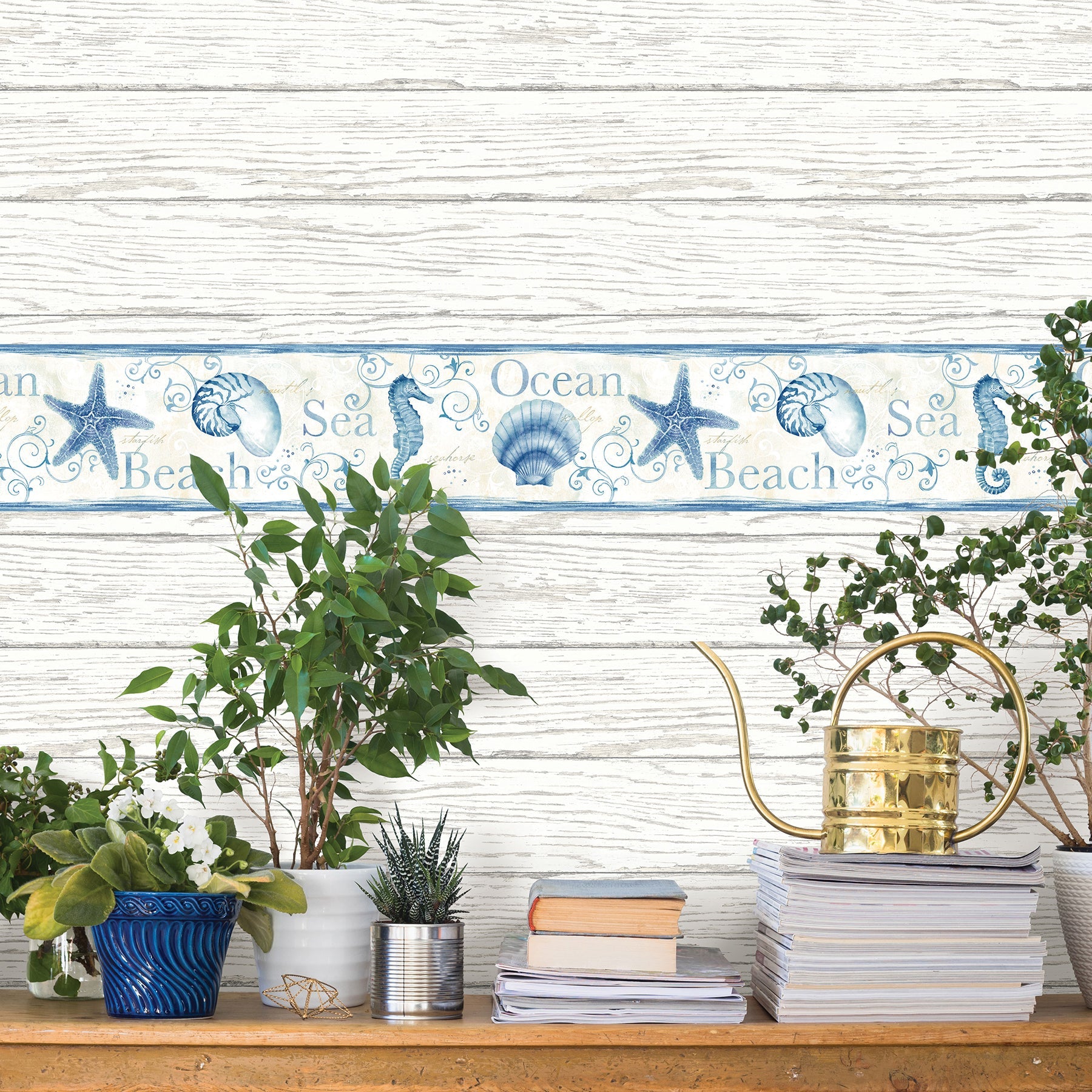 Chesapeake Island Bay Blue Starfish Wallpaper, 6-in by 15-ft