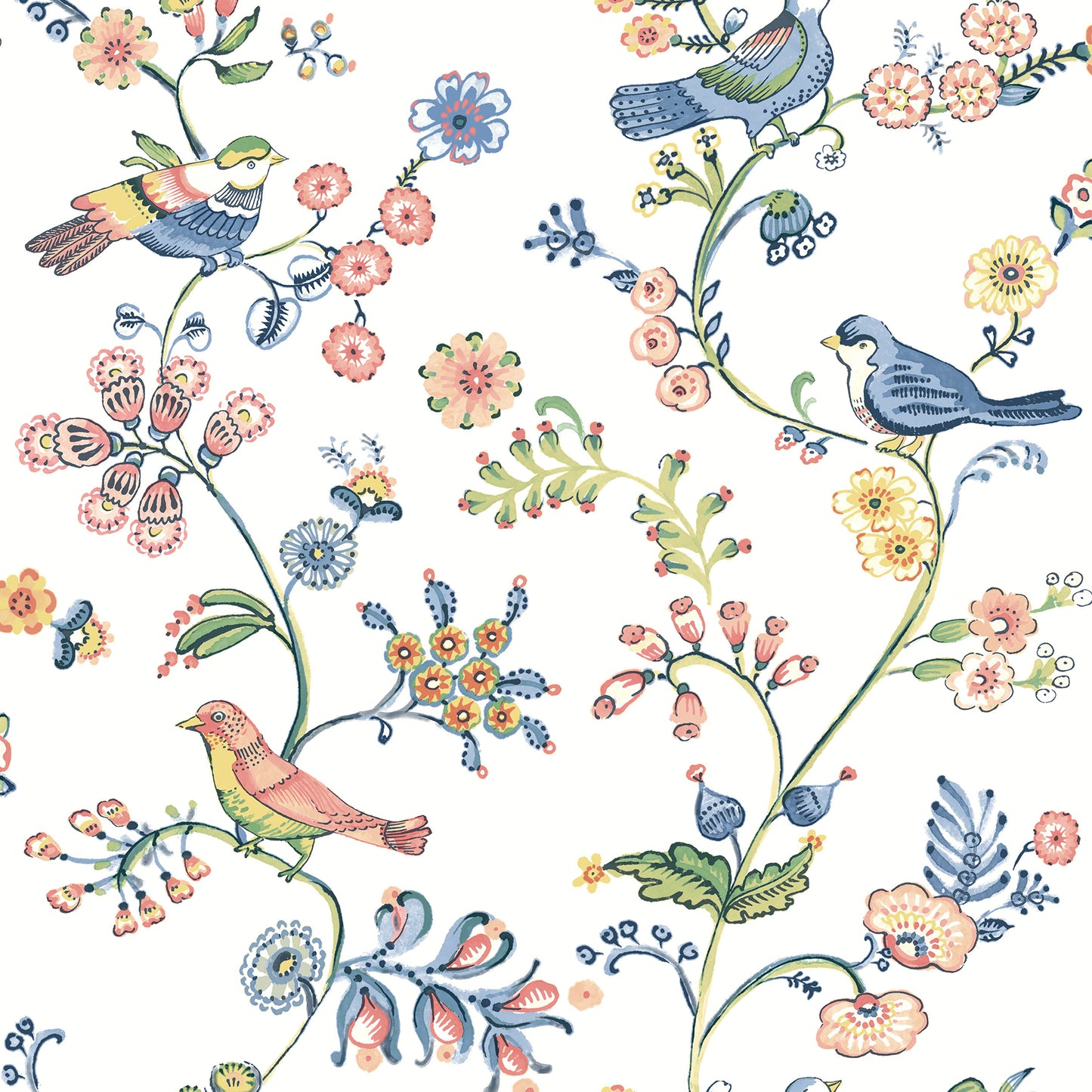 Chesapeake Jinjur Multicolor Bird Trail Wallpaper, 20.5-in by 33-ft