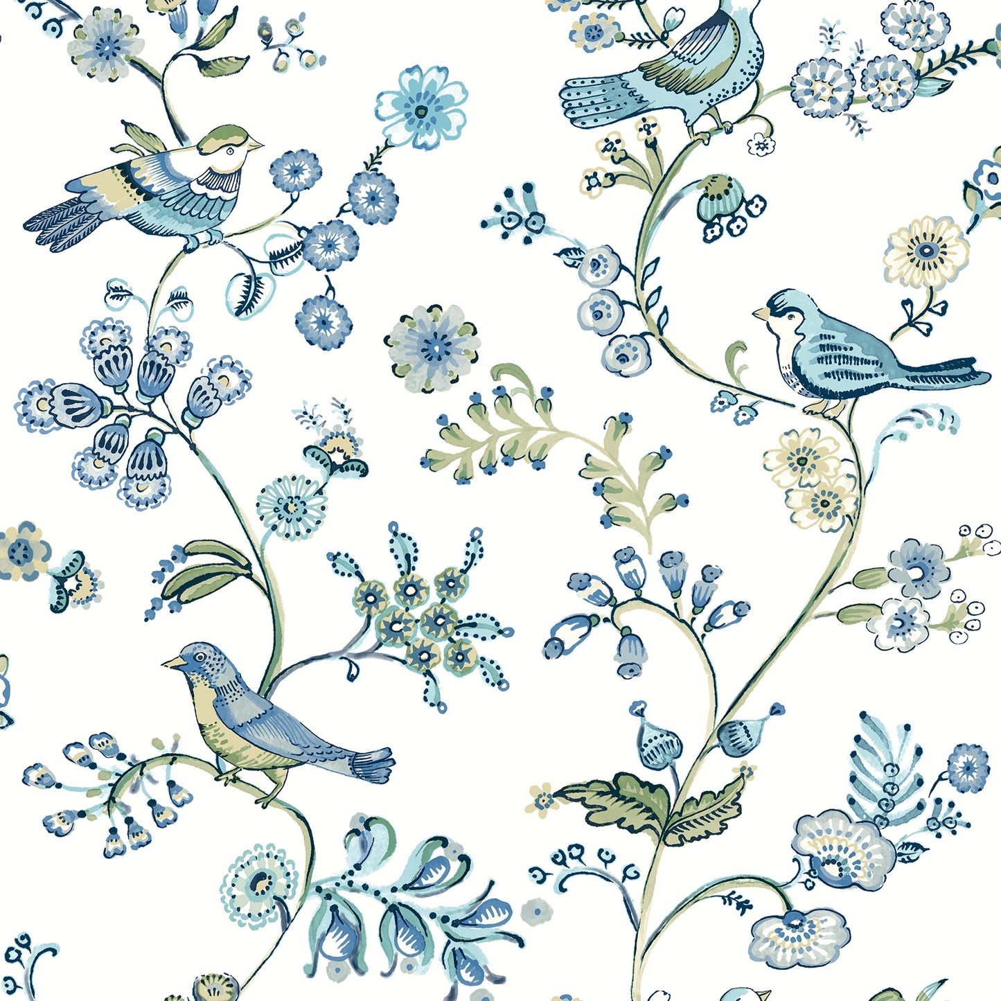 Chesapeake Jinjur Teal Bird Trail Wallpaper, 20.5-in by 33-ft