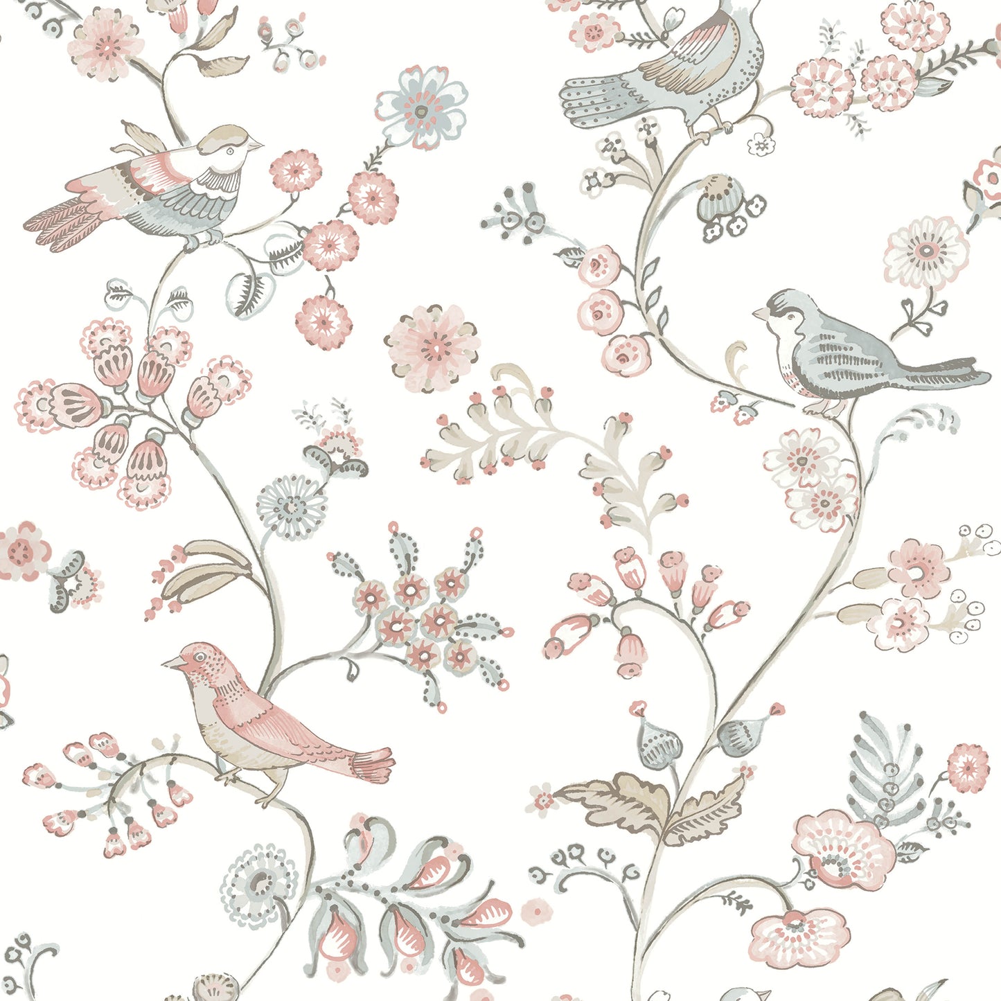 Chesapeake Jinjur Blush Bird Trail Wallpaper, 20.5-in by 33-ft