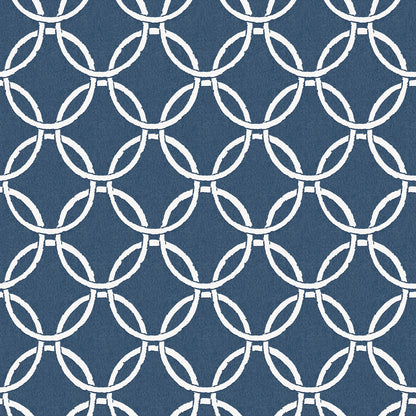 Chesapeake Quelala Navy Ring Ogee Wallpaper, 20.5-in by 33-ft