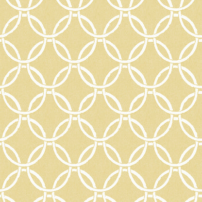 Chesapeake Quelala Yellow Ring Ogee Wallpaper, 20.5-in by 33-ft