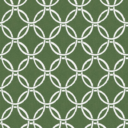 Chesapeake Quelala Green Ring Ogee Wallpaper, 20.5-in by 33-ft