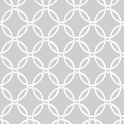 Chesapeake Quelala Grey Ring Ogee Wallpaper, 20.5-in by 33-ft