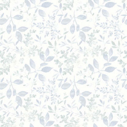 Chesapeake Tinker Light Blue Woodland Botanical Wallpaper, 20.5-in by 33-ft