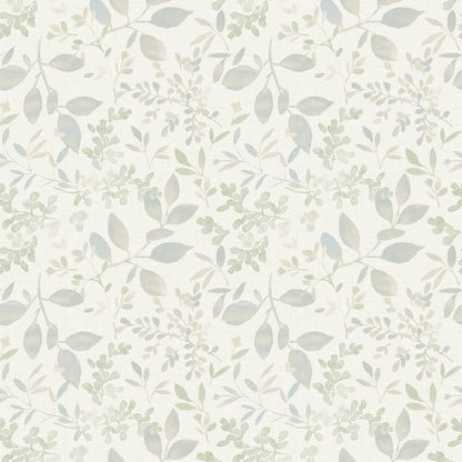 Chesapeake Tinker Teal Woodland Botanical Wallpaper, 20.5-in by 33-ft