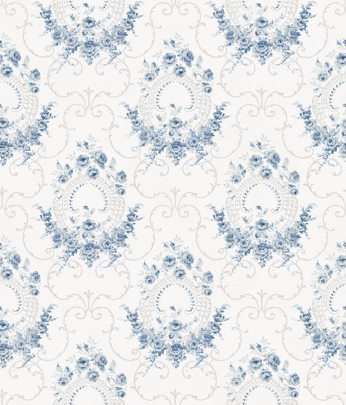 Chesapeake Georgiana Navy Tearose Wallpaper, 20.5-in by 33-ft