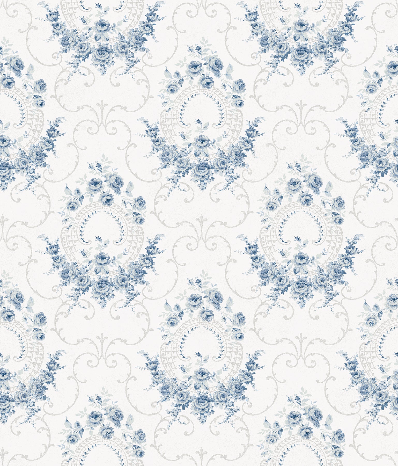 Chesapeake Georgiana Navy Tearose Wallpaper, 20.5-in by 33-ft