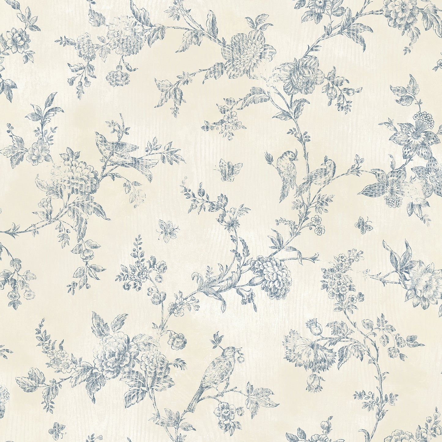 Chesapeake French Nightingale Blue Trail Wallpaper, 20.5-in by 33-ft