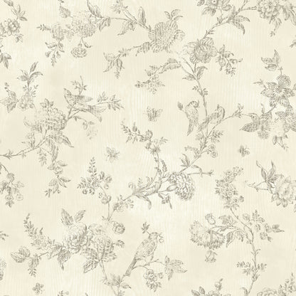 Chesapeake French Nightingale Brown Trail Wallpaper, 20.5-in by 33-ft