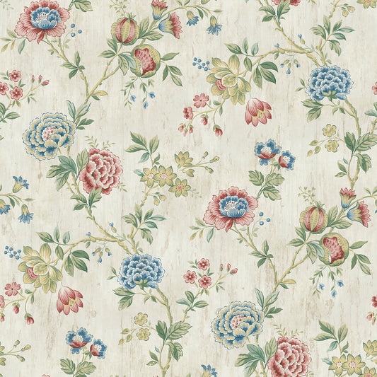 Chesapeake Chrysanthemum Multicolor Jacobean Wallpaper, 20.5-in by 33-ft