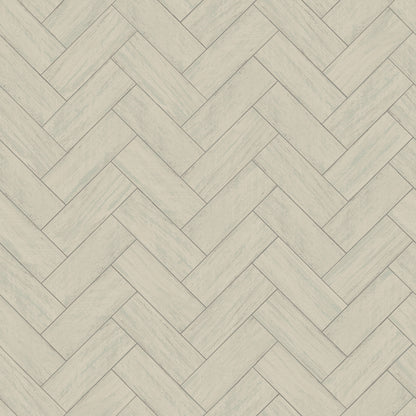 Chesapeake Kaliko Green Wood Herringbone Wallpaper, 20.5-in by 33-ft