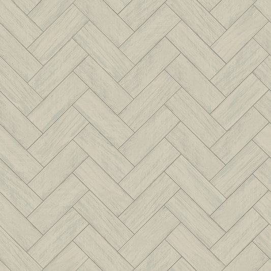 Chesapeake Kaliko Green Wood Herringbone Wallpaper, 20.5-in by 33-ft