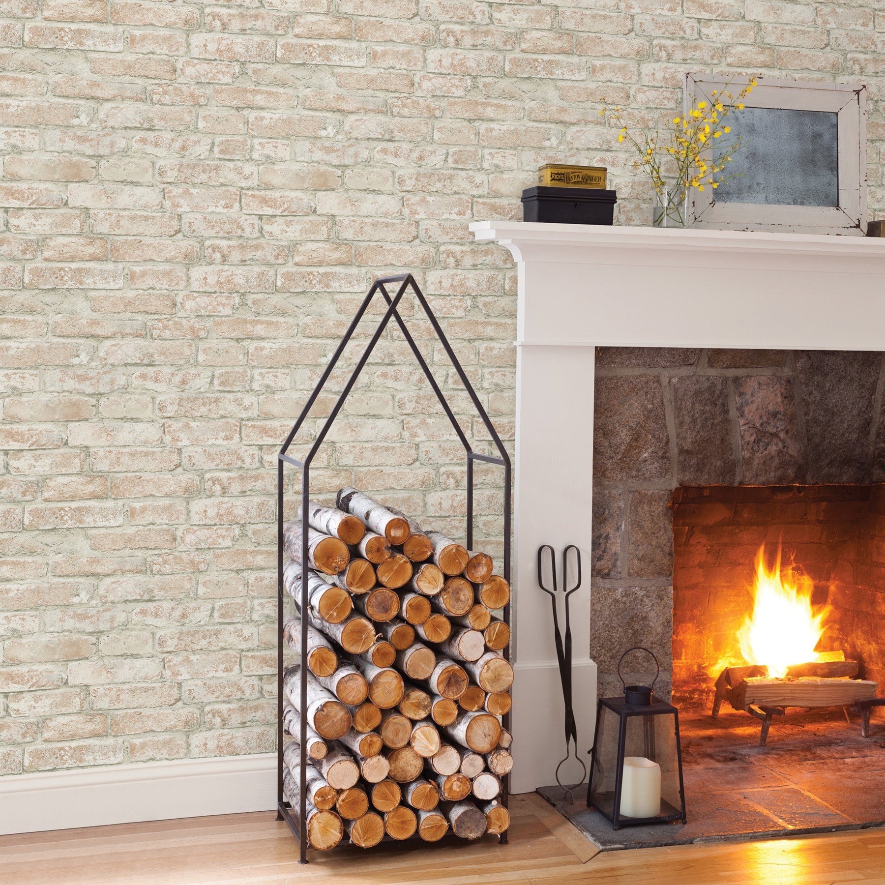 Chesapeake Arlington Rust Brick Wallpaper, 20.5-in by 33-ft