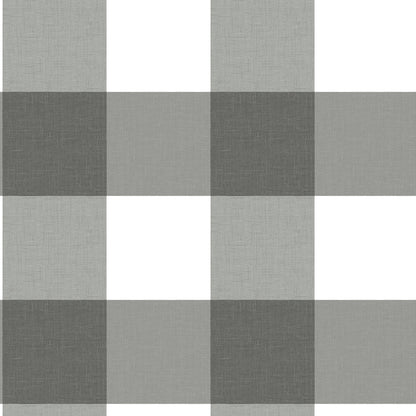 Chesapeake Amos Charcoal Gingham Wallpaper, 20.5-in by 33-ft