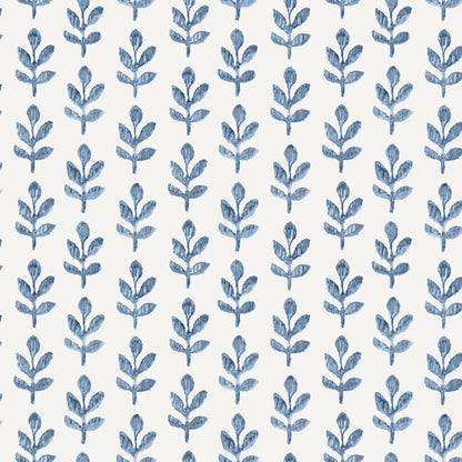 Chesapeake Whiskers Blue Leaf Wallpaper, 20.5-in by 33-ft