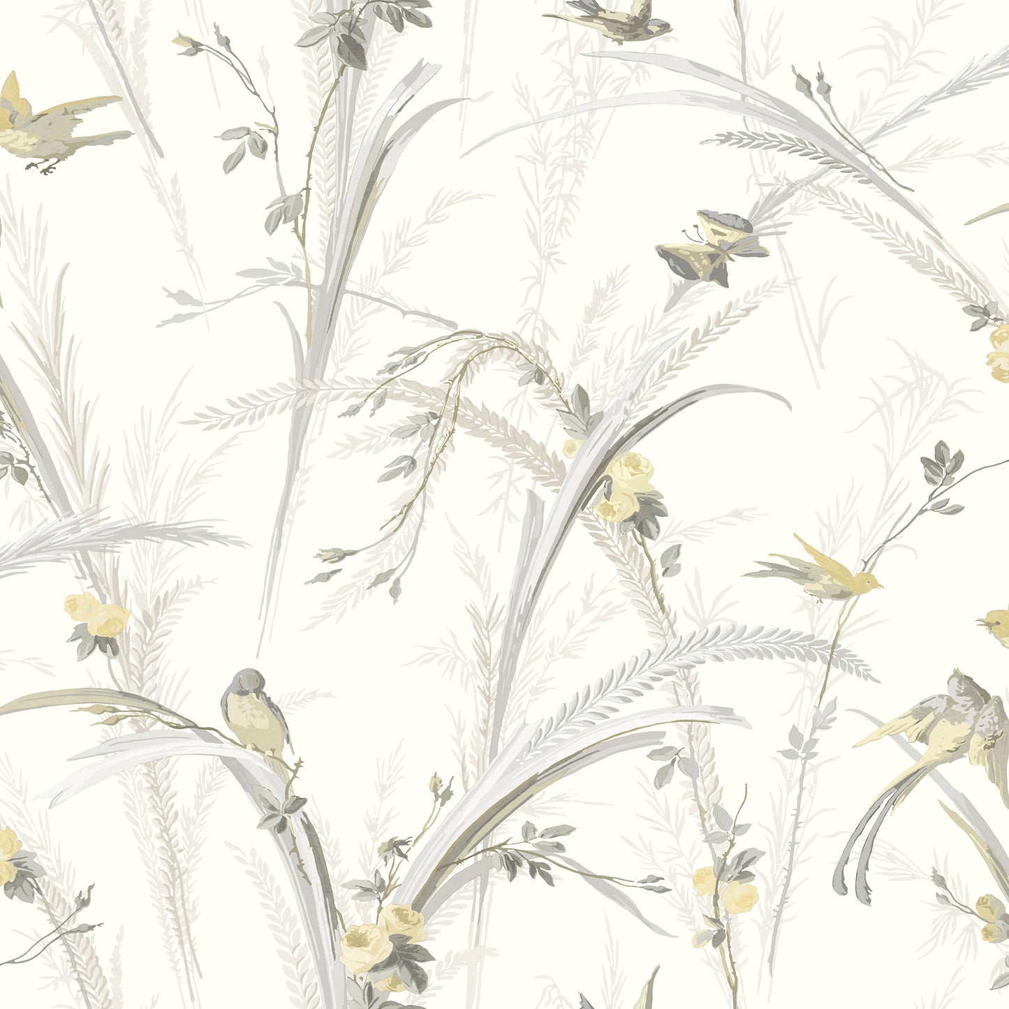 Chesapeake Meadowlark Yellow Botanical Wallpaper, 20.5-in by 33-ft