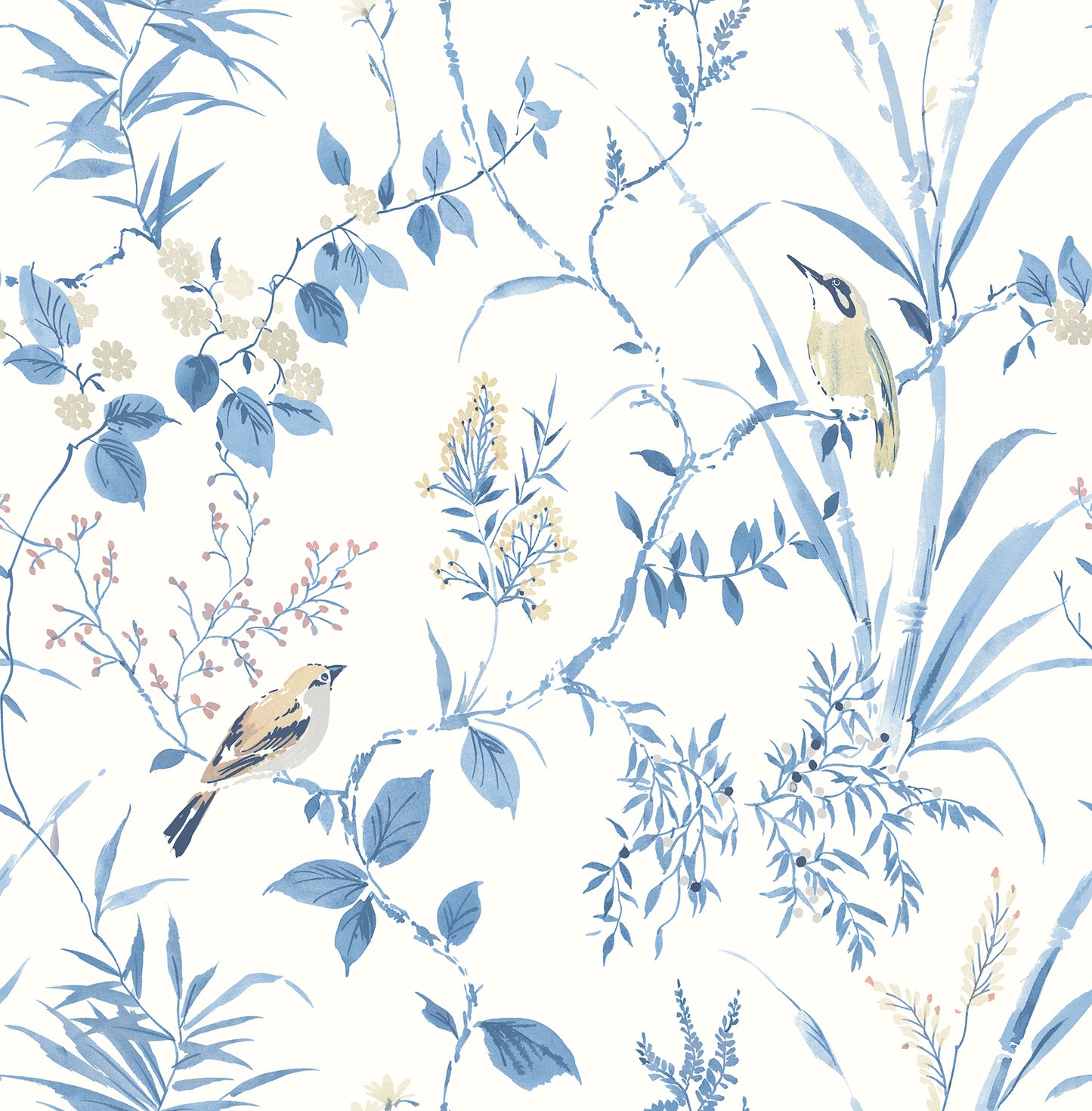 Chesapeake Imperial Garden Blue Botanical Wallpaper, 20.5-in by 33-ft