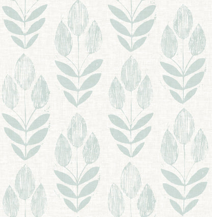 Chesapeake Garland Teal Block Tulip Wallpaper, 20.5-in by 33-ft