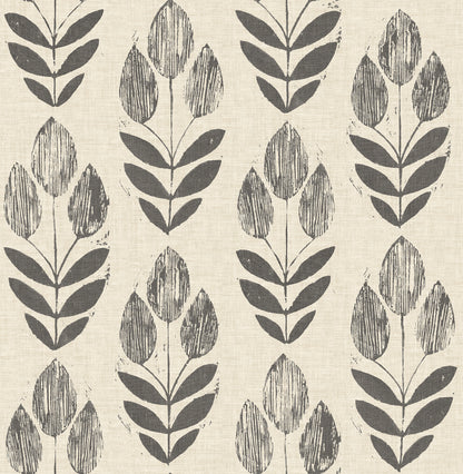 Chesapeake Garland Black Block Tulip Wallpaper, 20.5-in by 33-ft