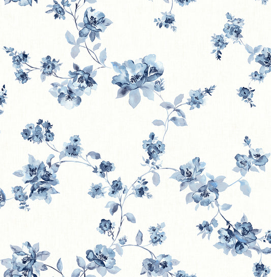 Chesapeake Cyrus Blueberry Festive Floral Wallpaper, 20.5-in by 33-ft