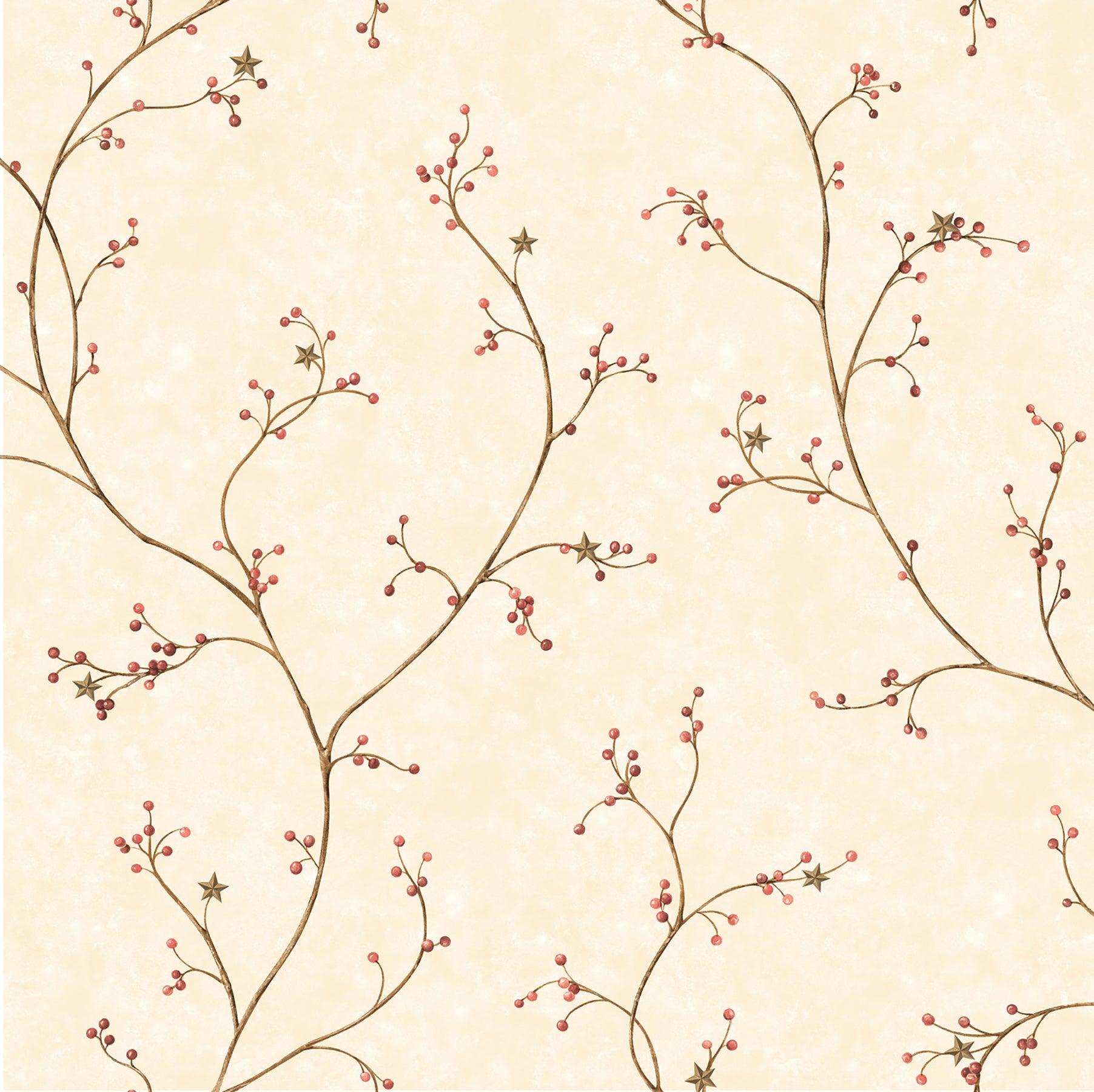 Chesapeake Justine Khaki Berry Trail Wallpaper, 20.5-in by 33-ft