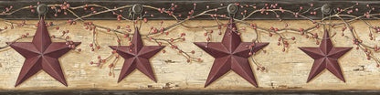 Chesapeake Ennis Maroon Rustic Barn Star Wallpaper, 6-in by 15-ft