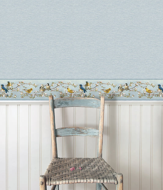 Chesapeake Songbird Sky Blue Trail Wallpaper, 6-in by 15-ft